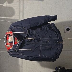 NWOT Toad & Co Navy Blue Forester Pass Parka Jacket Plaid Flannel